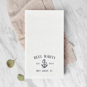 Name des Schiffes Nautic Navy Blue Rustic Anchor Serviette