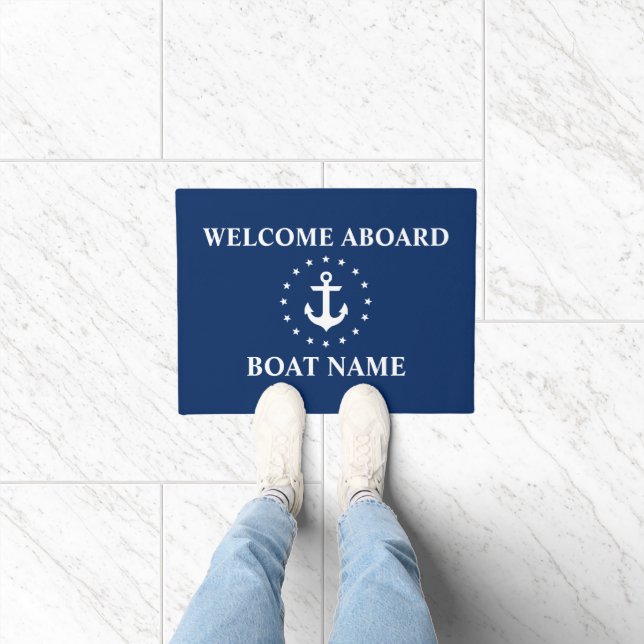 Name des Schiffes Nautic Welcome Anchor Stars Fußmatte (Indoor)