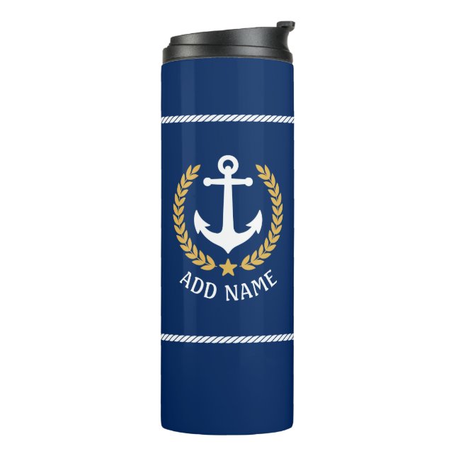 Name des Schiffes Nautical Anchor Gold Style Laure Thermosbecher (Nach links gedreht)