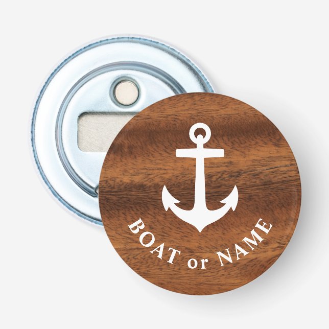 Name des Schiffes Nautical Classic Anchor Holz Sty Flaschenöffner (Vorderseite)