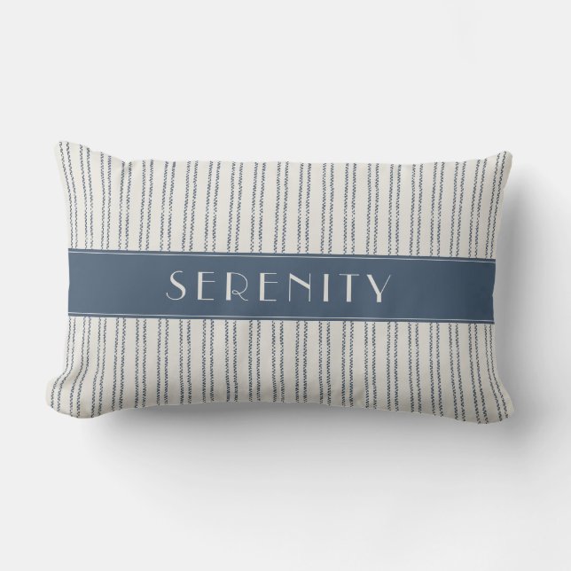 Name des Schiffes Nautical Pinstripe Navy Außenpol Kissen Für Draußen (Vorderseite)