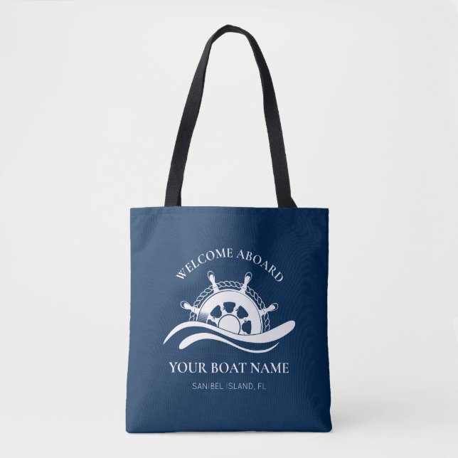 Name des Schiffes Nautical Ship Wheel Tasche (Vorderseite)