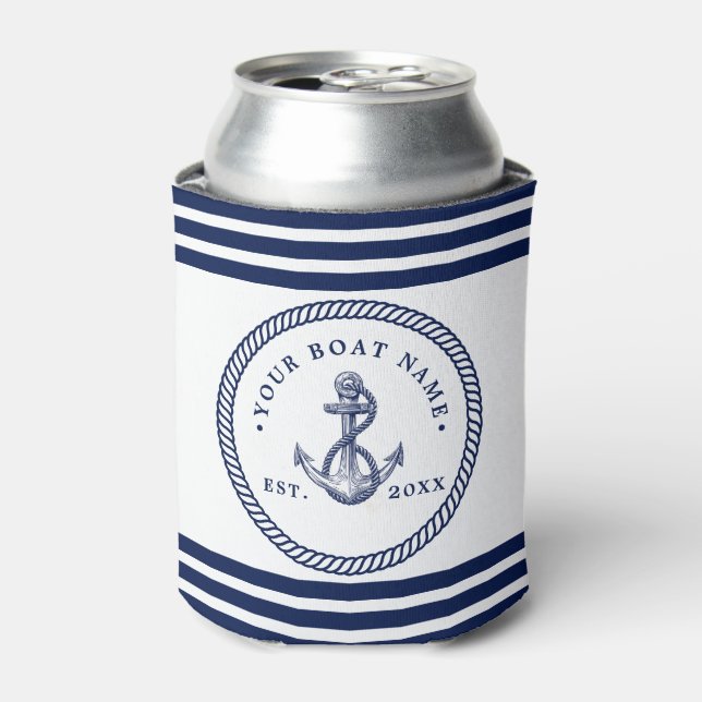 Name des Schiffes Navy Blue & White Dosenkühler (Kanne Vorderseite)