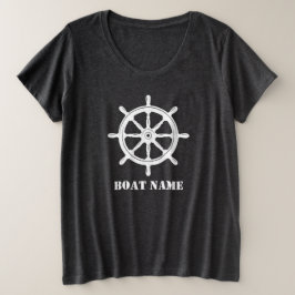 Name des Schiffes oder Name Helm Rad dunkelgrau Große Größe T-Shirt