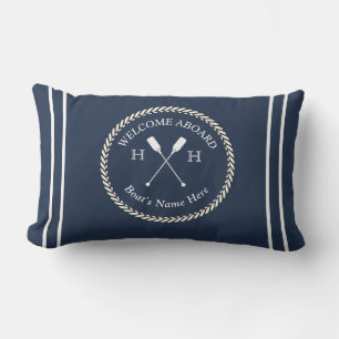 Name des Schiffes Paddles Rope Navy Blauer Empfang Kissen Für Draußen