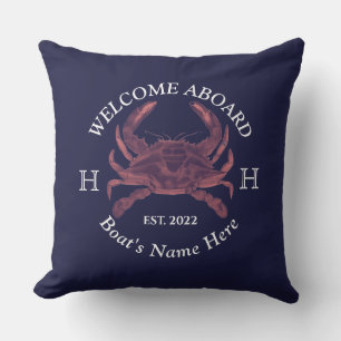 Name des Schiffes Red Crab Willkommen Marine Blue Kissen