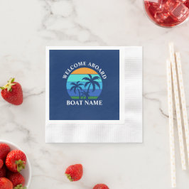 Name des Schiffes Sun Palm Tree Willkommen an Bord Serviette