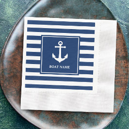 Name des Schiffes Vintager Wasseranker Blaue Strei Serviette