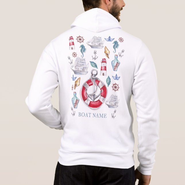 Name des Schiffes Wasserfarbe Hoodie (Rückseite)