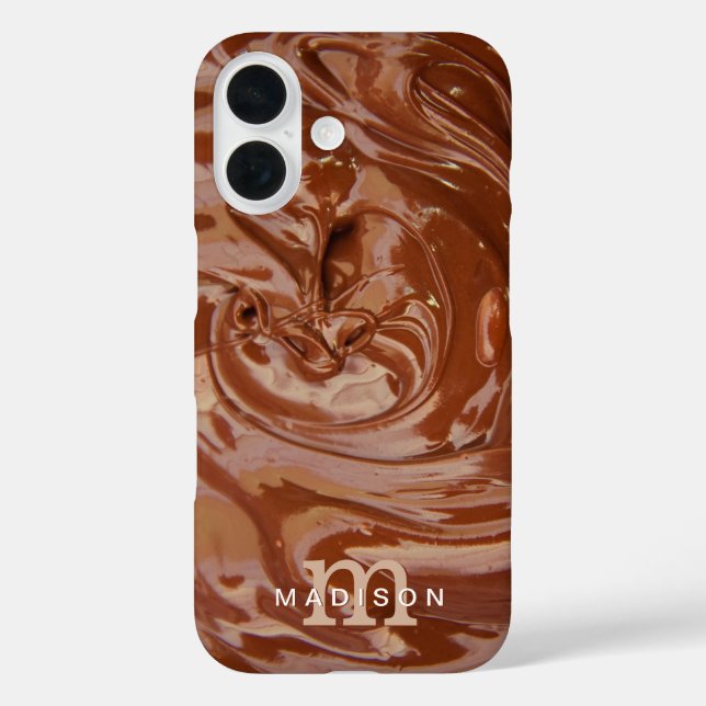Name des Schokolade-Lover-Monogramms iPhone 16 Hülle (Rückseite)