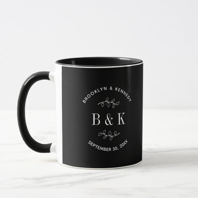 Name des Schwarz-weißen botanischen Monogrammes Tasse (Links)