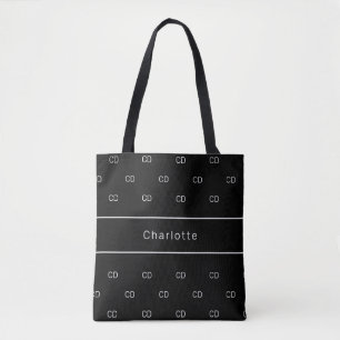 Name des Schwarz-weißen Monogrammmusters Tasche