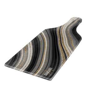 Name des Schwarz-weißen oder goldenen Monogrammes Schneidebrett