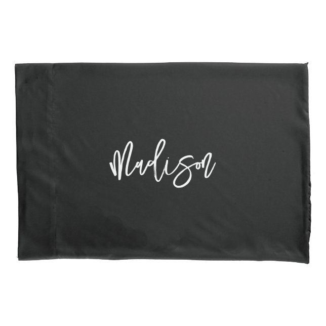 Name des Schwarz-weißen Personalisierten Monogramm Kissenbezug (Vorderseite)