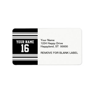 Name des Schwarz-weißen Teams Jersey Adressaufkleber