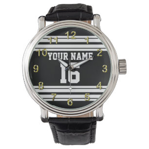 Name des Schwarz-weißen Teams Jersey Armbanduhr