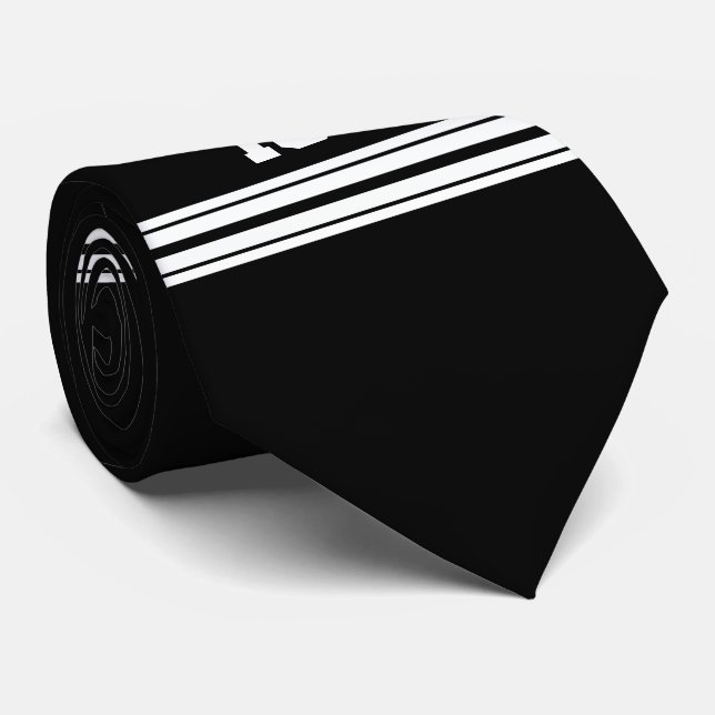 Name des Schwarz-weißen Teams Jersey Krawatte (Gerollt)