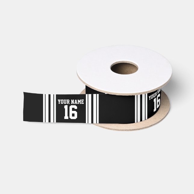 Name des Schwarz-weißen Teams Jersey Satinband (Spule)
