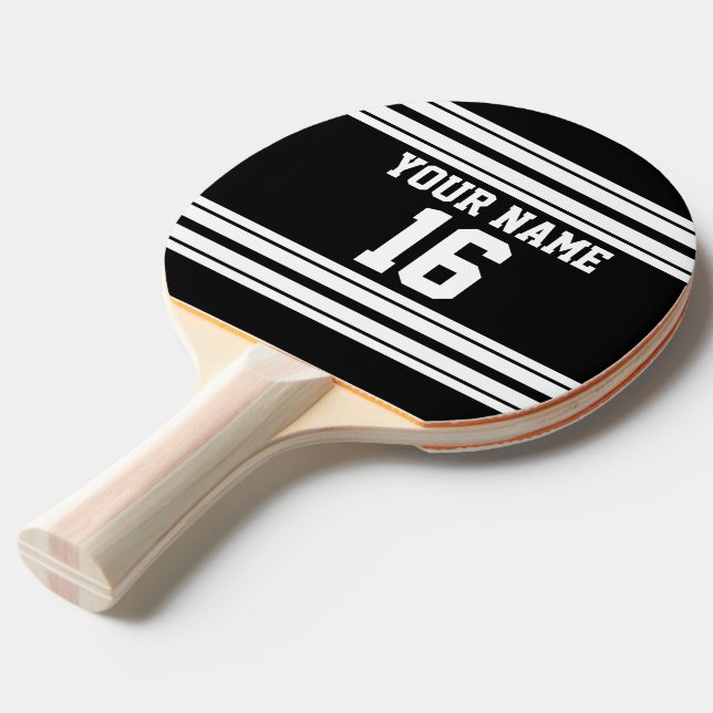 Name des Schwarz-weißen Teams Jersey Tischtennis Schläger (Vorderseite)
