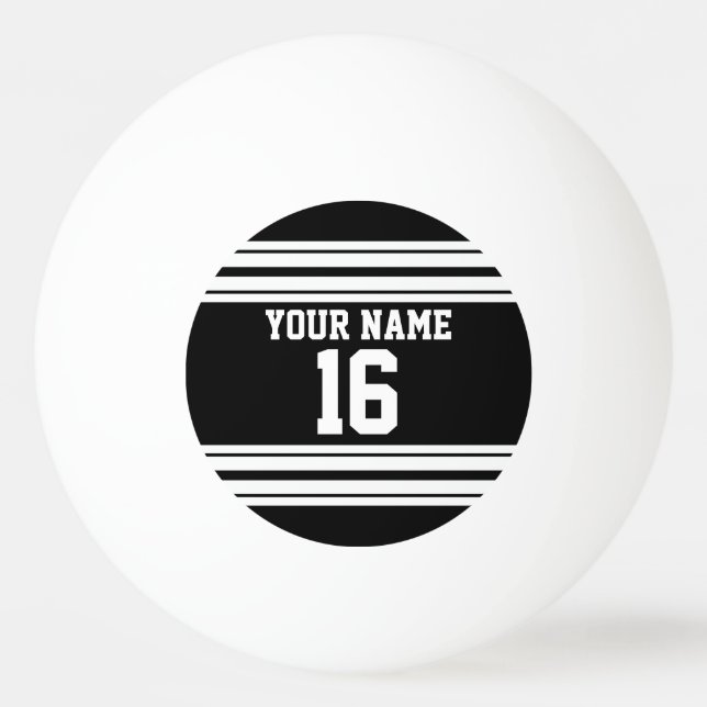 Name des Schwarz-weißen Teams Jersey Tischtennisball (Vorderseite)