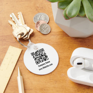 Name des Schwarz-weißen Unternehmens Website QR Co Schlüsselanhänger