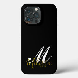 Name des Schwarzen Gold- und Weißmonogramms Case-Mate iPhone Hülle