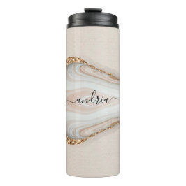 Name des schwarzen Skripts auf Marble & Gold Glitz Thermosbecher
