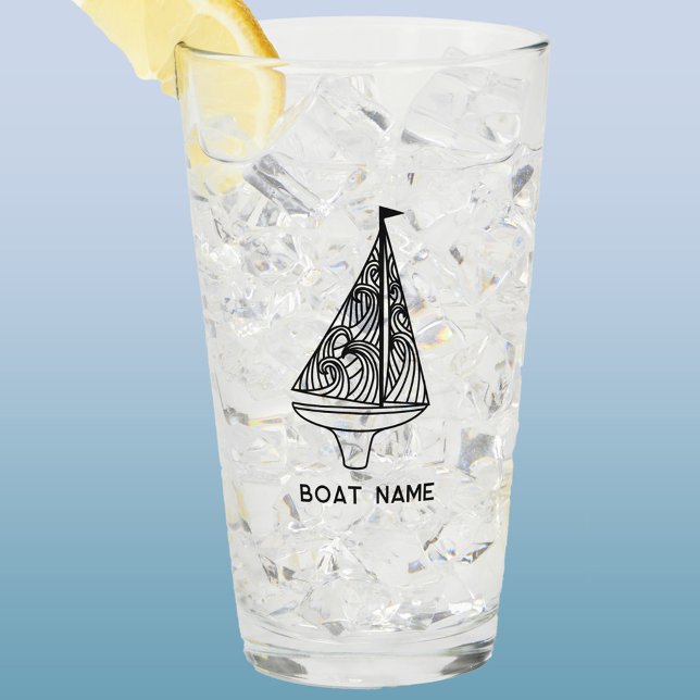 Name des Segelbootes Glas (Sailing boat name custom text modern beer or drinks glass)