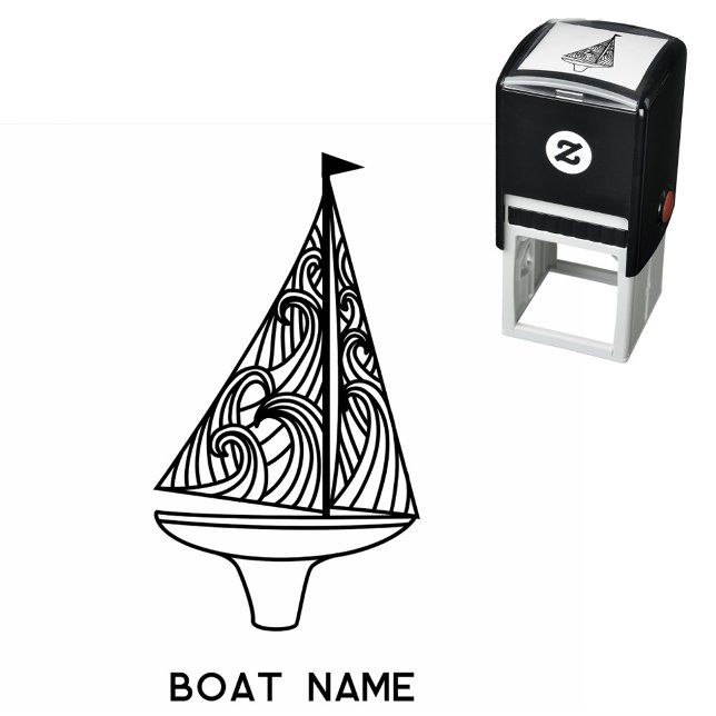 Name des Segelbootes Permastempel (Sailing boat and custom text boat name modern self inking stamp)