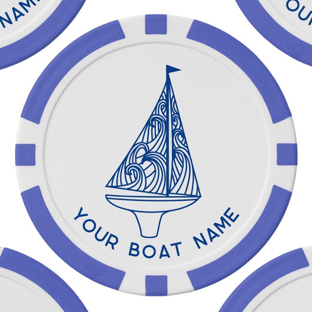 Name des Segelbootes Pokerchips (Boat name personalized sailing boat poker chips)