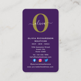 Name des senkrechten Monogrammskripts Lila White G Visitenkarte