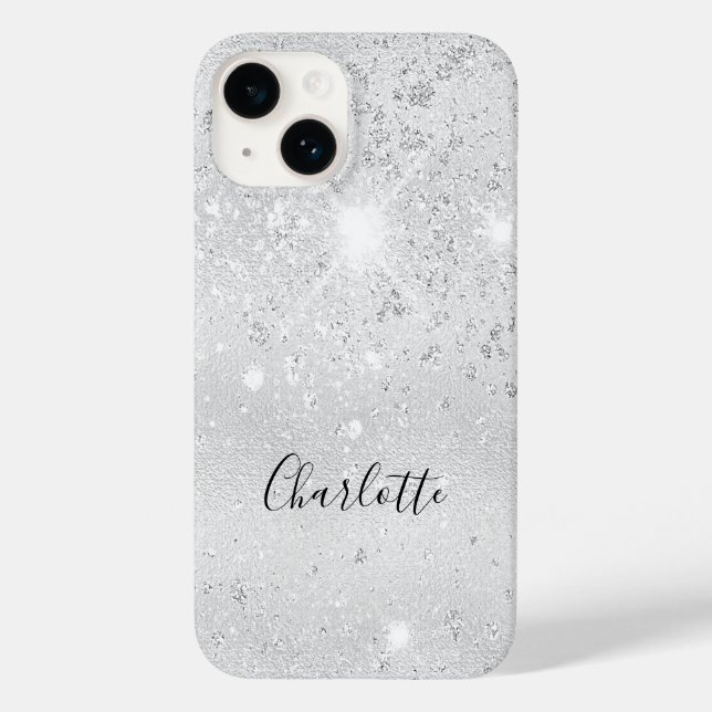 Name des silbernen Glitzer Case-Mate iPhone 14 Hülle (Rückseite)