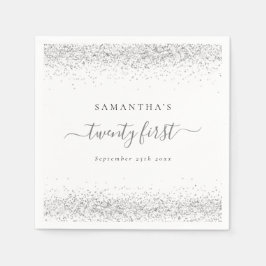 Name des Silver Glitzer Datum 21. Party Serviette
