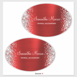 Name des Silver Glitzer Red Foil Aufkleber