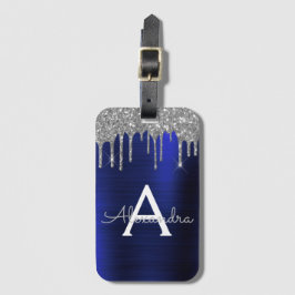 Name des Silver Navy Blue Glitzer-Sparkons Gepäckanhänger
