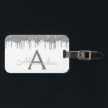 Name des Silver White Glitzer-Sparkons Gepäckanhänger<br><div class="desc">Luxuriöser Silber und Weiß Dripping Glitzer und sparkle Monogram Name und erste Gepäckmarke. Diese Taschenmarke ist ideal für Hochzeiten oder Junggeselinnen-Abschied,  Brautparty Gefallen,  Flitterwochen,  Zurück zur Schule,  Schönheitssalon oder Reisen.</div>