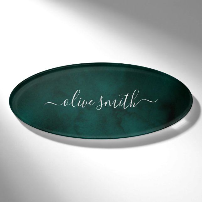 Name des Smarald Aquarell Monogram Namenschild (Vorderseite)
