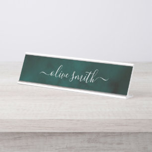 Name des Smarald Aquarell Monogram Schreibtischnamensplakette