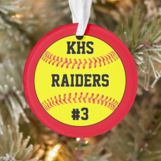 Name des Softballteams, Briefe und Spielernummer Ornament