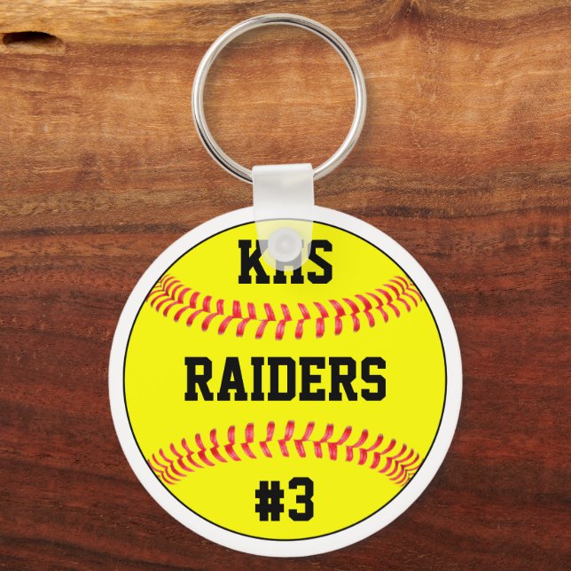 Name des Softballteams, Briefe und Spielernummer Schlüsselanhänger (Vorderseite)