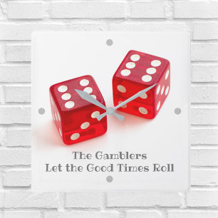 Name des Spielsaals des Paares Red Dice Quadratische Wanduhr