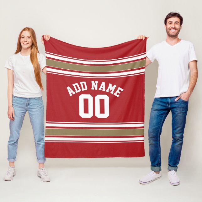 Name des Sports Jersey Red and Gold Strips Fleecedecke (Beispiel)