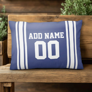 Name des Sports Jersey Text auf der Rückseite Blau Dekokissen