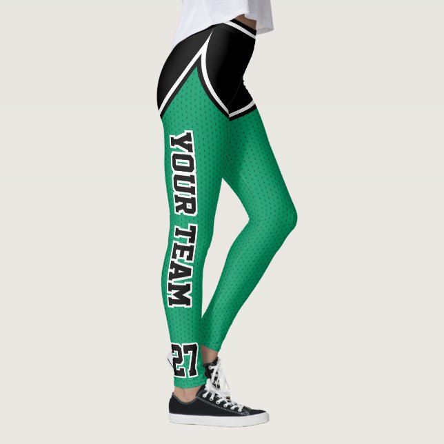 Name des Sportteams: grüne schwarze Punktsplitter Leggings (Rechts)