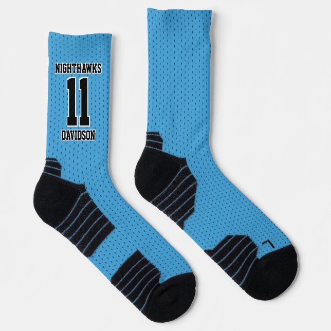Name des Sportteams Leuchtblauer gepunkteter Fußba Socken (Rechts)