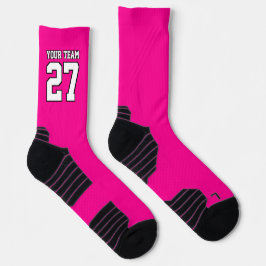 Name des Sportteams Nebel Pink White Basketball Socken