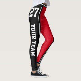 Name des Sportteams Nummer schwarz rot Streifen Leggings