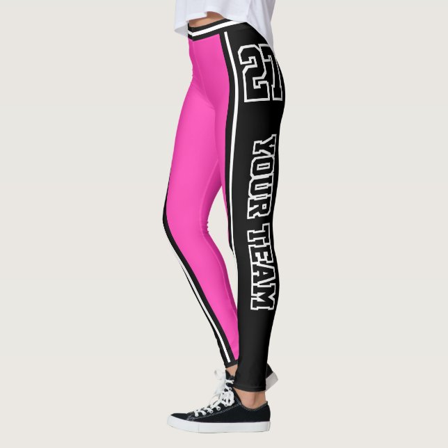Name des Sportteams schwarz, rosa gestrichen Leggings (Links)