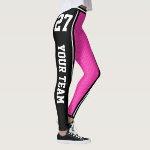Name des Sportteams schwarz Rosa gestrichen Leggings