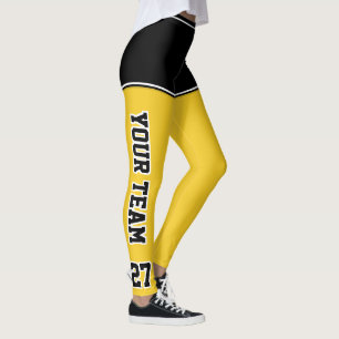 Name des Sportteams schwarze Gelbe Shorts Leggings